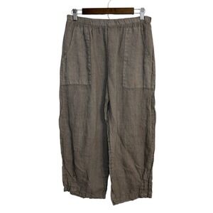 Tempo Paris linen pants women's S/M pull on cropped lagenlook resort beach Italy